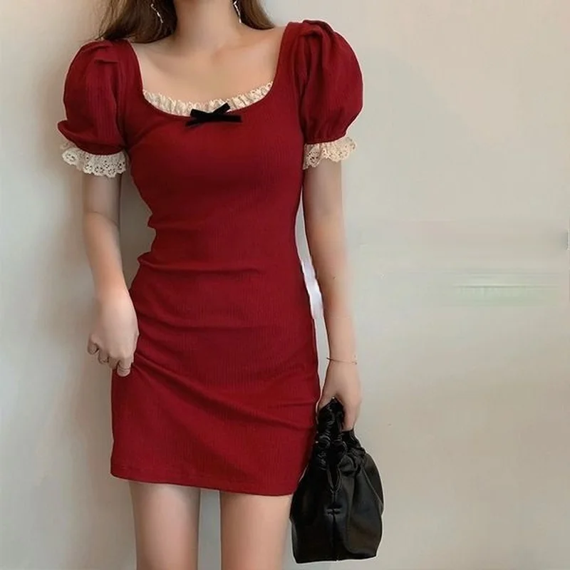 Платье женское летнее тонкое с короткими пышными рукавами