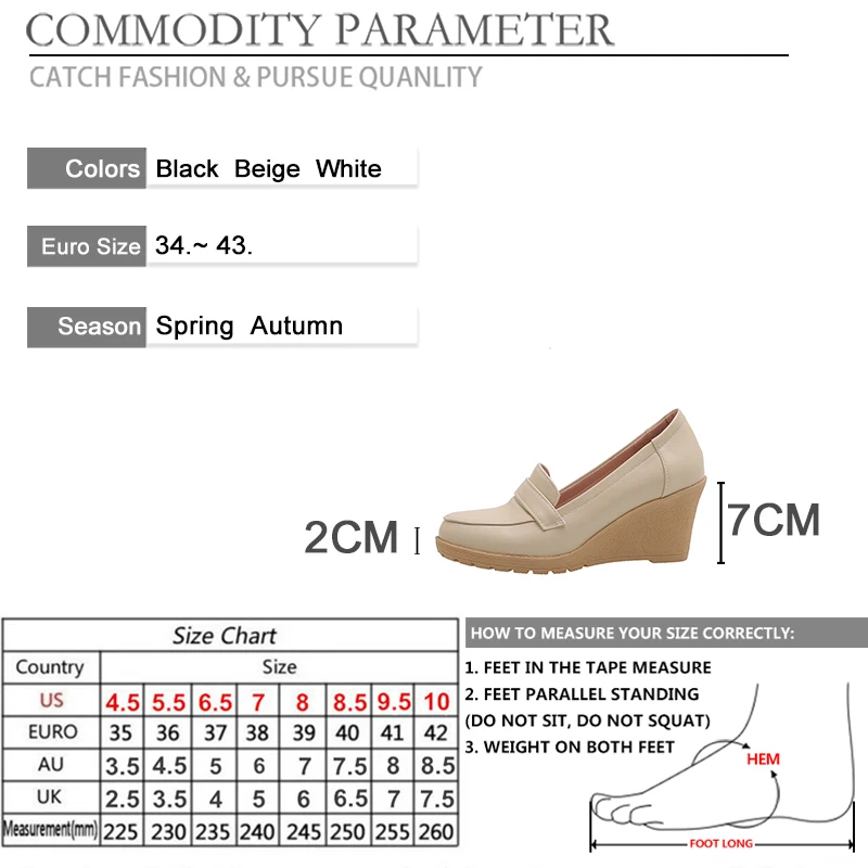 

BYQDY 2021 Spring Woman Wedges Heel Shoes Summer Womens Pumps Platform Slip-on Sexy Dress Footwear Business Shoes Plus Size 43