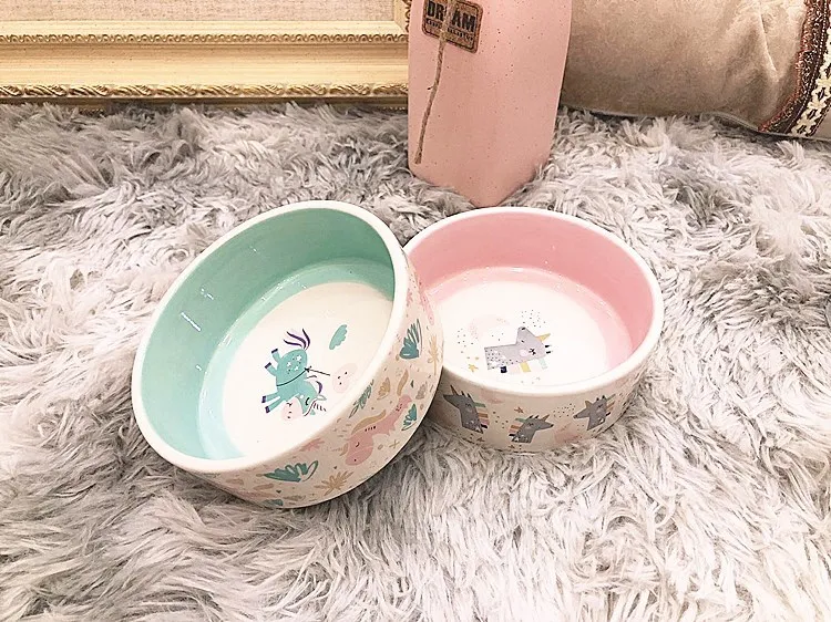 

New Creative Bone Decor Ceramic Pet Bowl Candy Colors Pet Bowl Pet Water Food Bowls For Cat Dog Pet Feeding Supplies