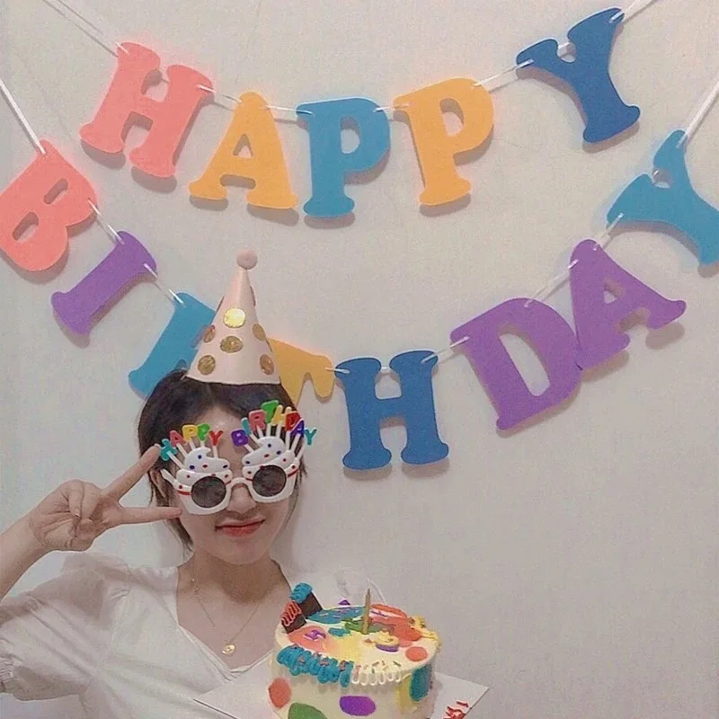 

День рождения ребенка Вымпел для вечеринки буквы тянуть флаг День рождения баннер для украшения вечеринки Добро пожаловать