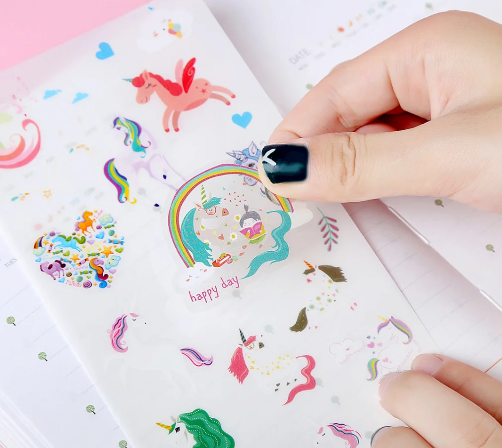 6 шт. ПВХ Единорог Декоративные Васи стационарные наклейки пуля журнал кавайный