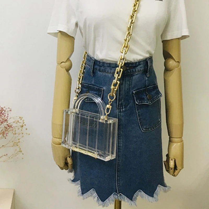 

Transparent Fashion Women Vertical Pattern Handbag Chain Shoulder Bag Luxury Party Prom Elegant Banquet Evening Dinner