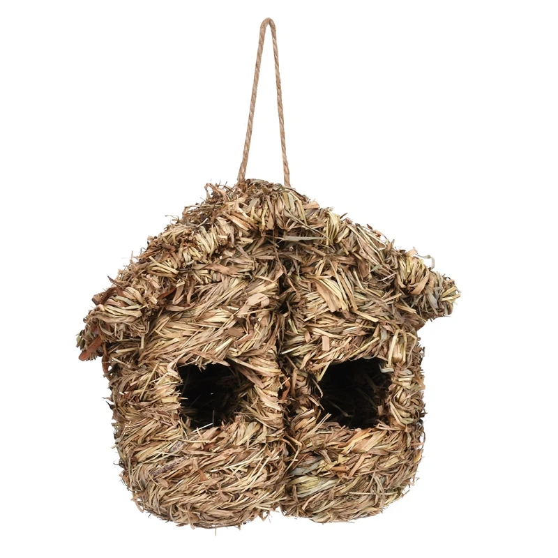 

Hummingbird House Hand Woven Straw Bird Nest Natural Fiber Wild Birds Hut for Parrot Hatching Breeding Garden Supplies