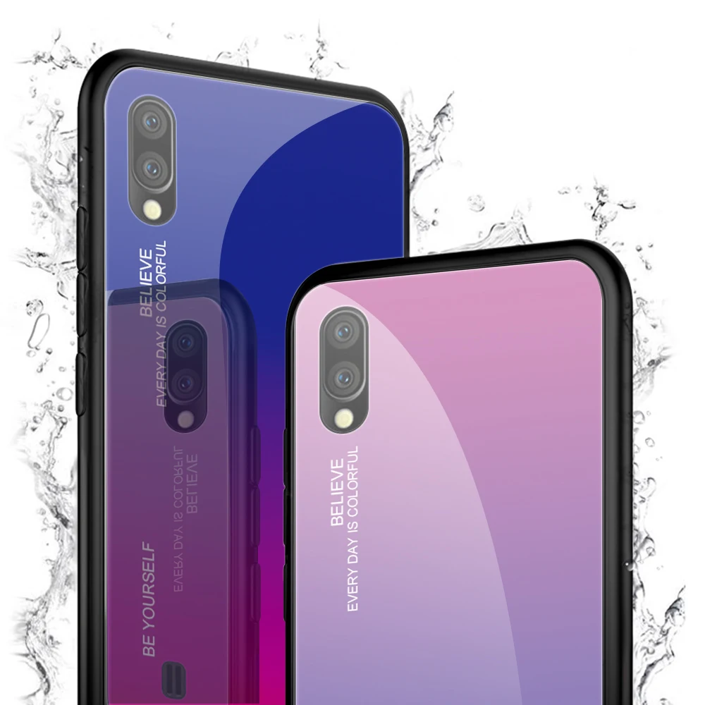 Градиентный чехол из закаленного стекла для samsung Galaxy M10 M20 M30 M40 роскошный