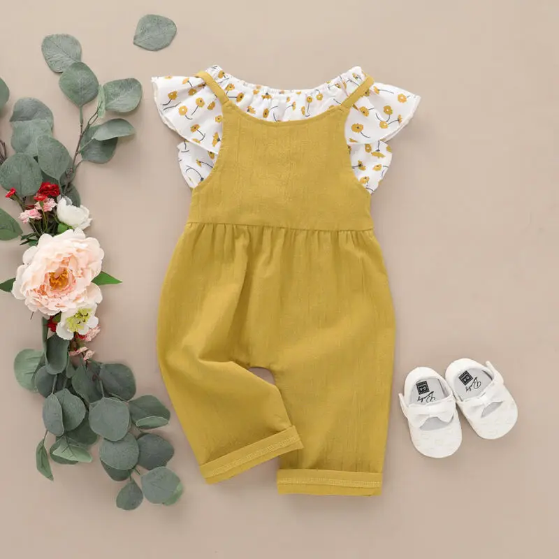 Топ с открытыми плечами и длинные штаны для девочек 1-5 лет |