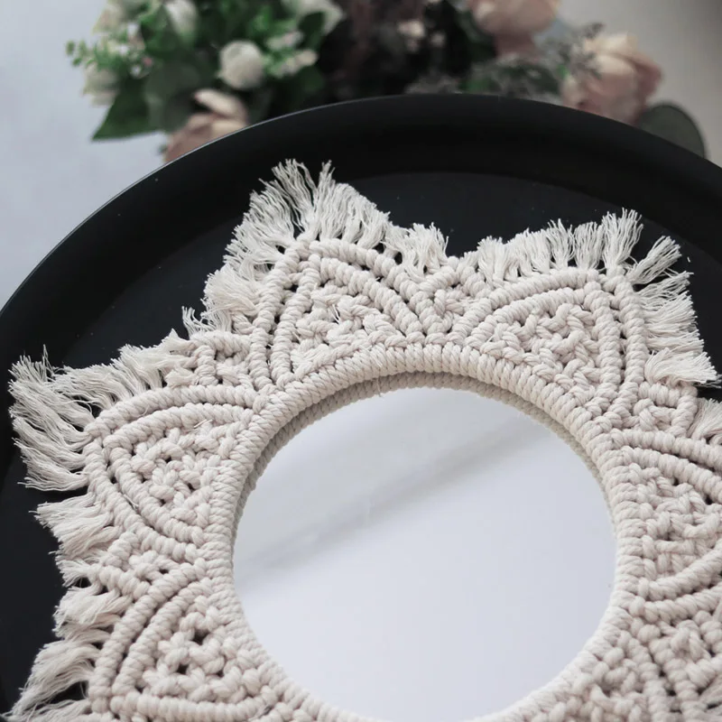 Богемный настенный подвесной гобелен зеркало макраме ручной работы хлопковая