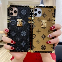 luxury geometric square leather lattice phone case for samsung s9 s10 s20 plus a50 a70 a71 a20 a10 note 10 fashion vintage cover