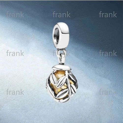 

791407CCZ-Laurel-Leaves-Golden-Crystal-Dangle-Charm