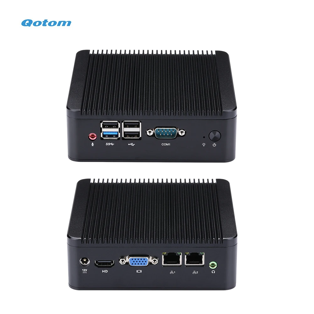 QOTOM безвентиляторный мини ПК Q190S с процессором BayTrail j1900 четырехъядерный До 2 42 ГГц