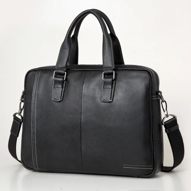 Men's Real-Leather Bag Men's Handbag Cross-Section Business Briefcase Leather Messenger Bag Leather Briefcase Computer Bag