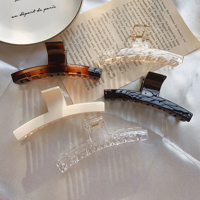 

Solid Color Acrylic Hairpins Simple Style Hair Claw For Women Elegant Transparent Plastic Hair Clips Shark Clip Korean Headwear