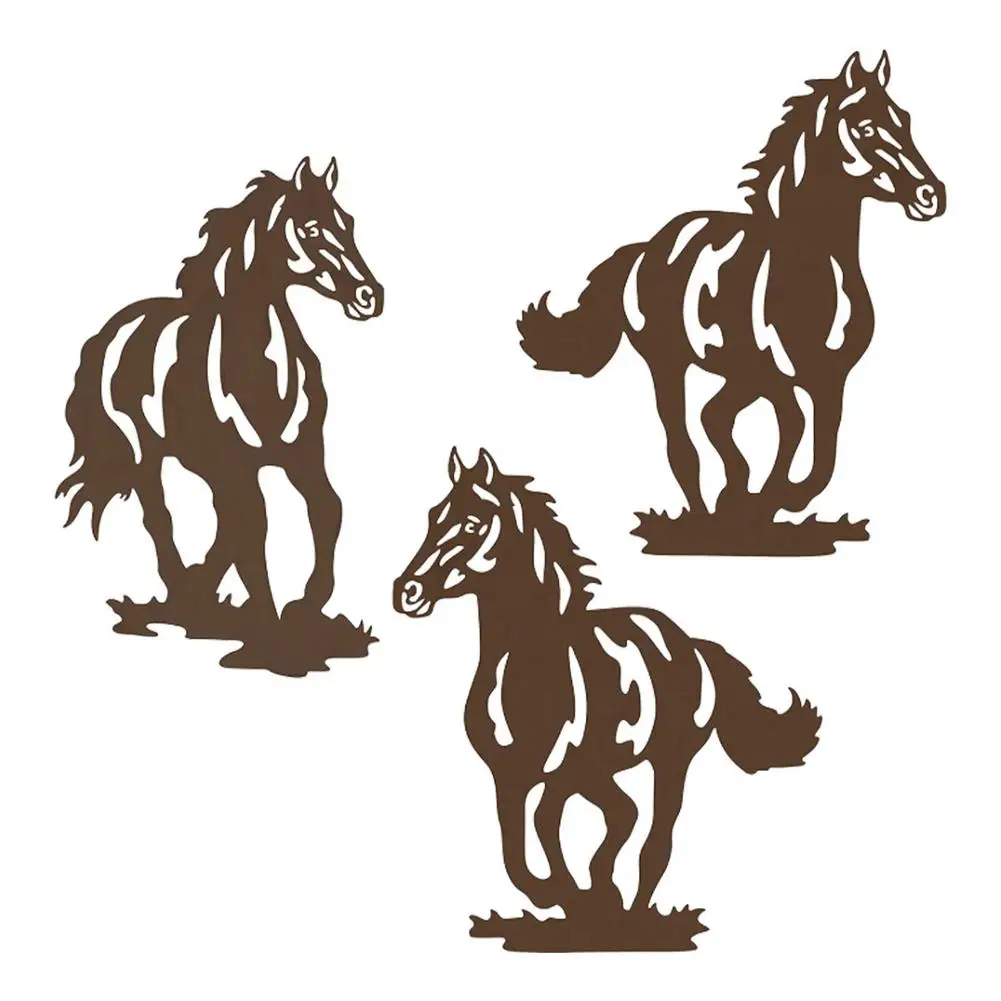 

Running Horse Decor Metal Horse Wall Art Decoration 92inch Western-Style Horse Decoration For Indoor Outdoor 3PCS Animal Metal A