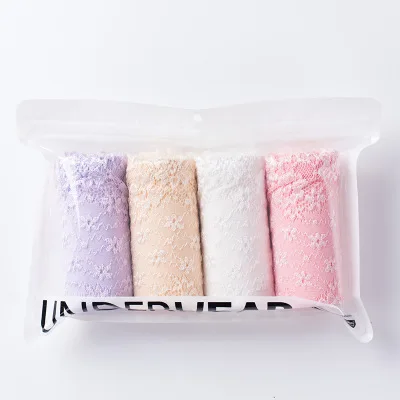 NA178-4Pcs 4 шт. кружевные трусики пикантные Трусики с высокой талией размера плюс дышащие новые модные женские хлопковые трусы женское нижнее белье - Цвет: NA178-4Pcs