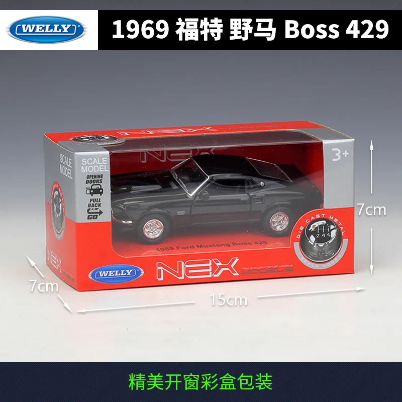 Модель автомобиля WELLY 1:36 1969 Ford Mustang Boss 429 из сплава металлическая модель с коробкой