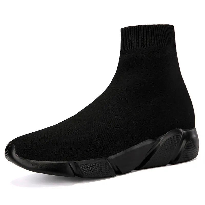 All Black MWY/Новинка; растягивающиеся носки; женская обувь на плоской подошве; воздухопроницаемые кроссовки с высоким берцем; женская повседневная обувь без застежки; zapatos mujer schoenen - Color: All Black