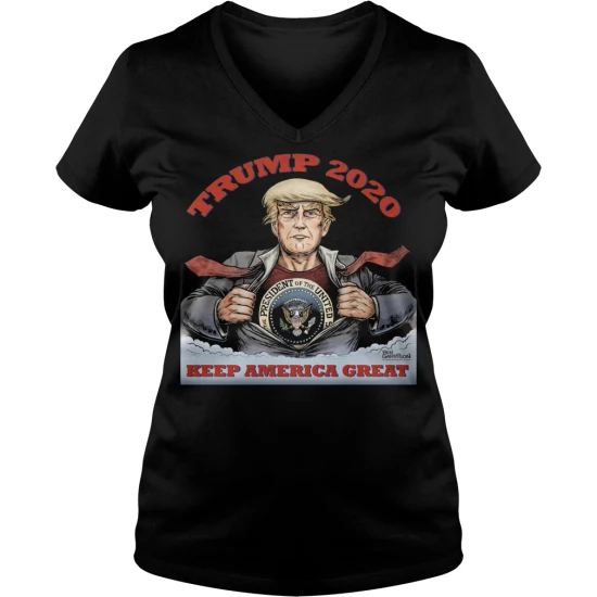 Футболка с V-образным вырезом и надписью Keep America Great Ladies от Трампа 2020 | Женская