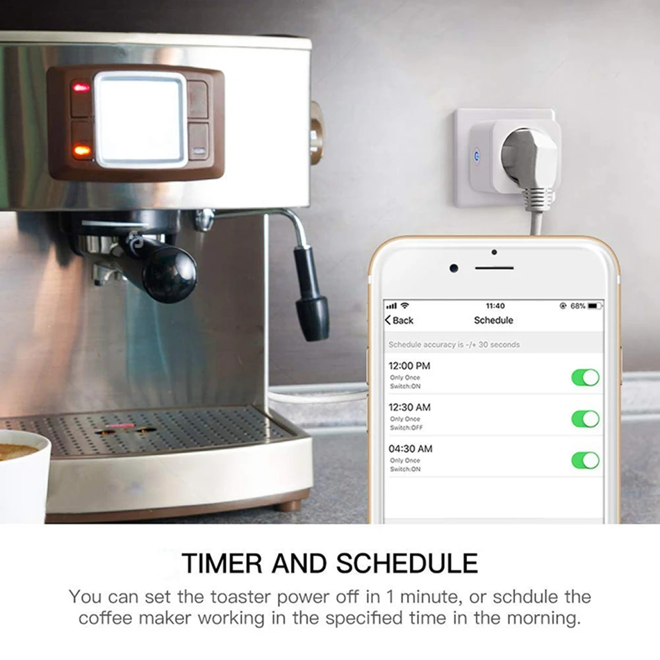 Tuya Smart Zigbee Plug 16A Европейская Сетевая розетка 3680 Вт Мощность монитор Таймер Счетчик
