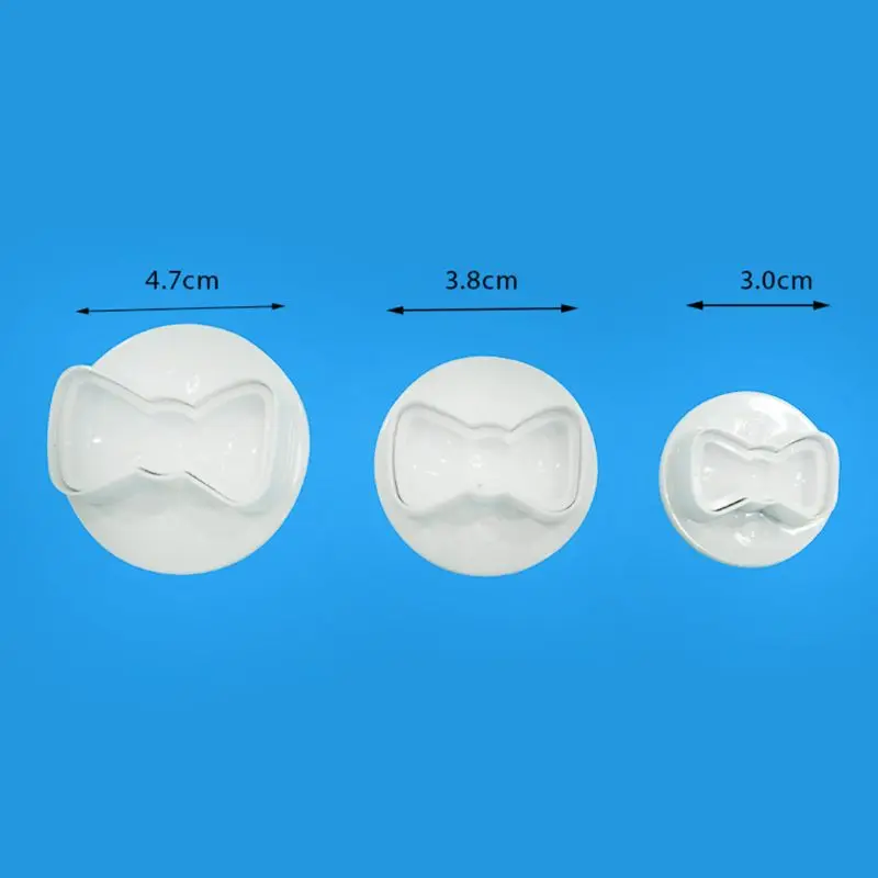 3Pcs/Set Plastic 3D Mini Bowknot Shape DIY Fondant Plunger Cutter Cookie Stamp Mold Bow-Tie Biscuit Cupcake Topper Mould Baking | Дом и сад