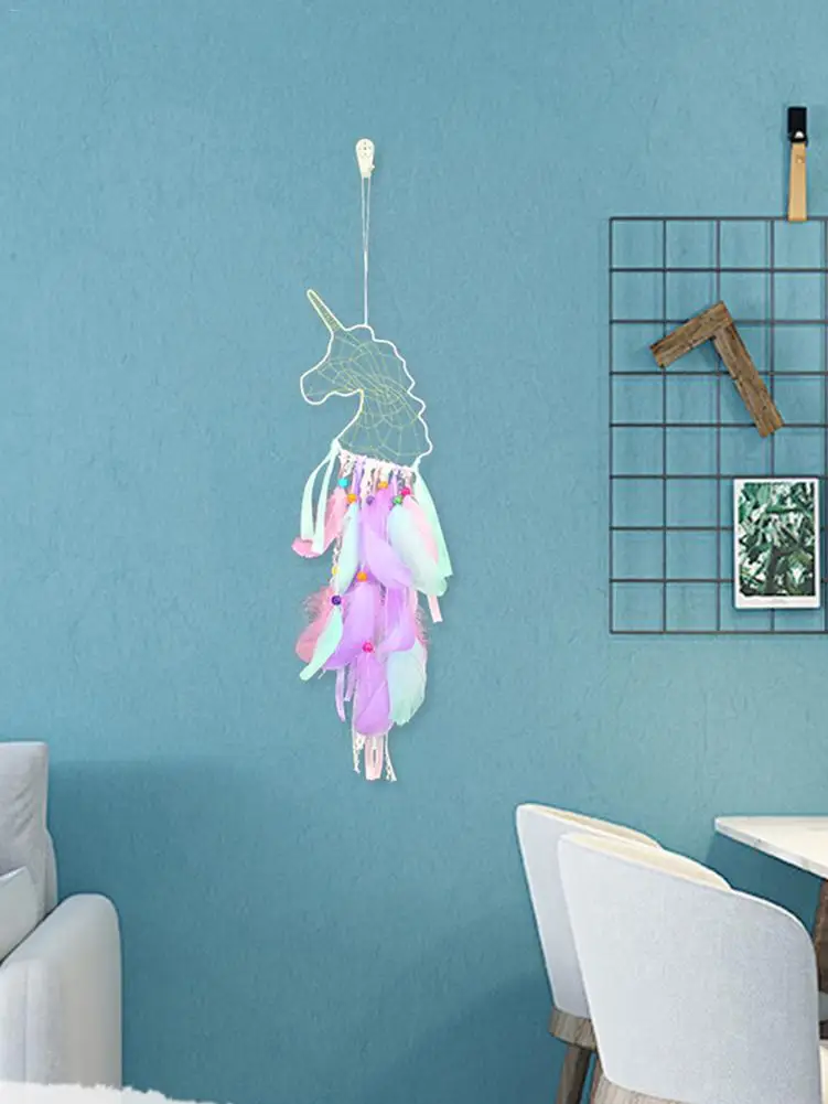 Единорог Ловец снов светодиодный подвесной светильник тканые украшения ручной