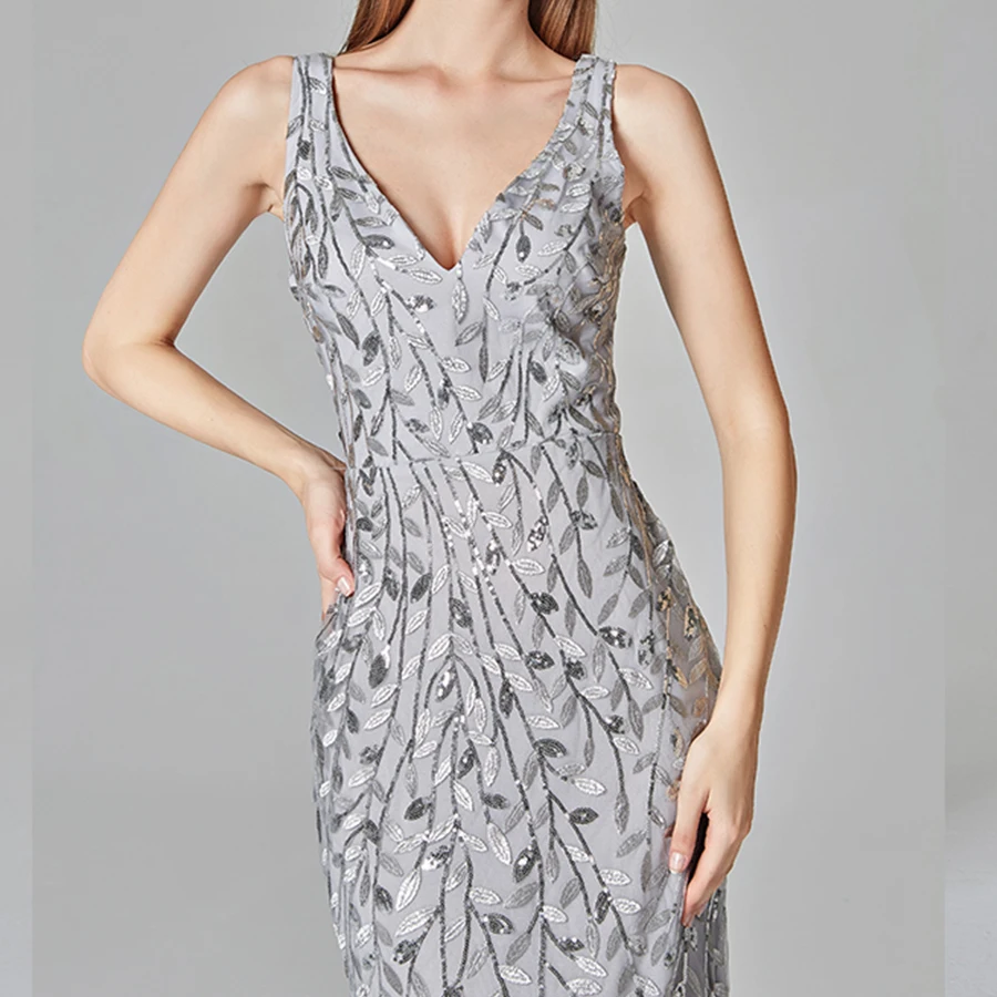 Вечернее платье с блестками и вышивкой вечерние платья 2019 сексуальные