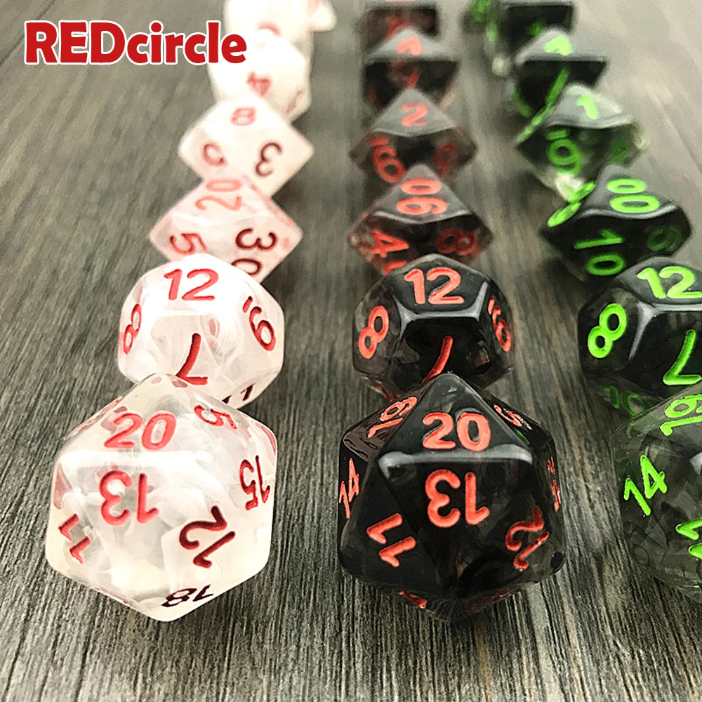 Абсолютно новый набор игральных костей из 7 штук с эффектом туманности Poker D & d D4 d6