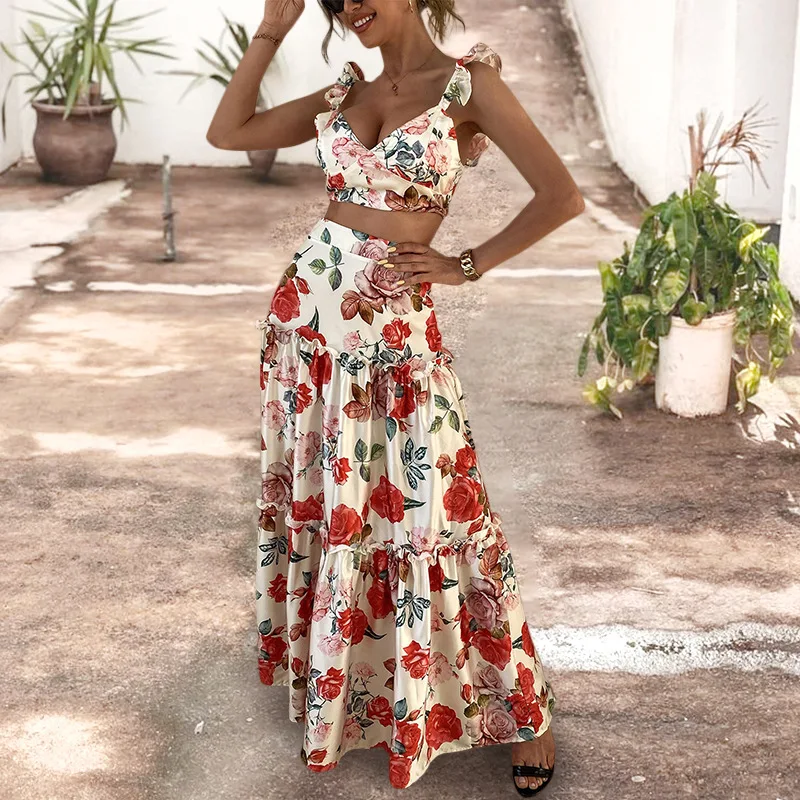 Женское пляжное платье в стиле бохо больших размеров комплект из двух предметов