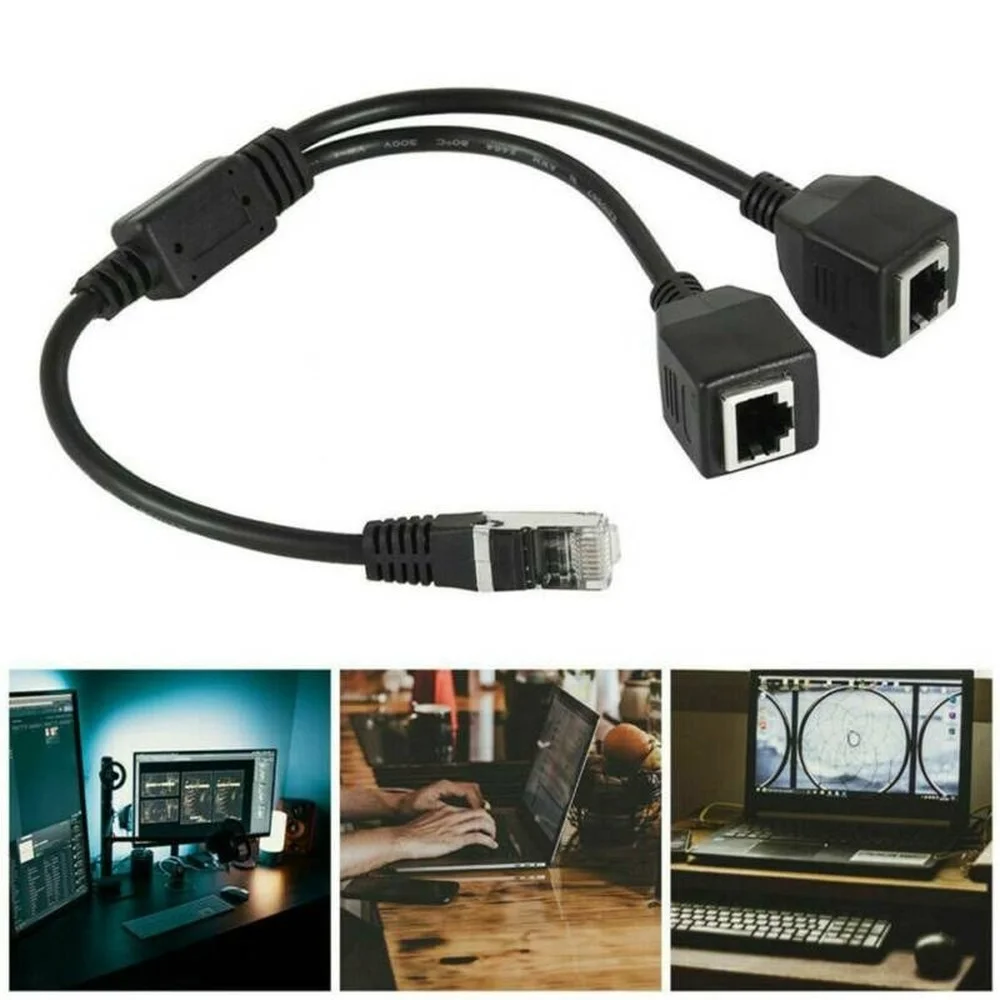 

Разветвитель RJ45 1 штекер на 2 гнезда LAN Ethernet сети Удлинительный кабель адаптеры