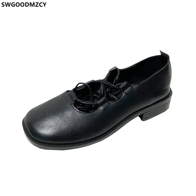 

Туфли-оксфорды женские на толстом каблуке, Повседневная модная кожаная обувь без задника, в стиле Харадзюку, 2022