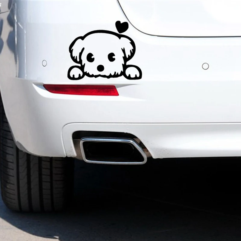 

13*10.4CM Car Sticker 3D Baby Pet Cute Dog Cartoon On Car Funny Vinyl Stickers Decals JDM Motorcycle Car Styling