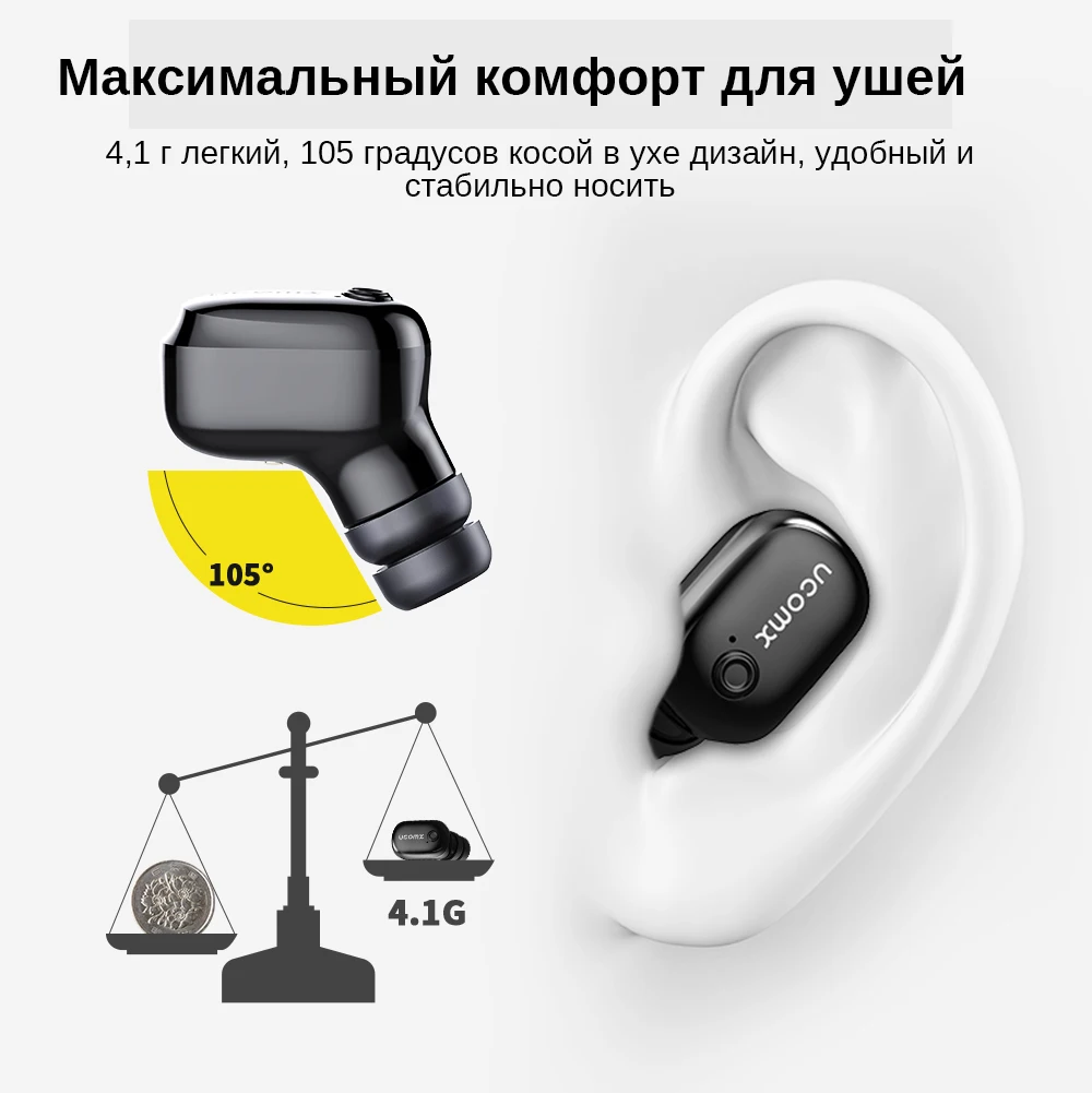 Беспроводные наушники UCOMX, bluetooth-наушники с зарядным устройством, настоящие беспроводные наушники-вкладыши с микрофоном для huawei Xiaomi iPhone