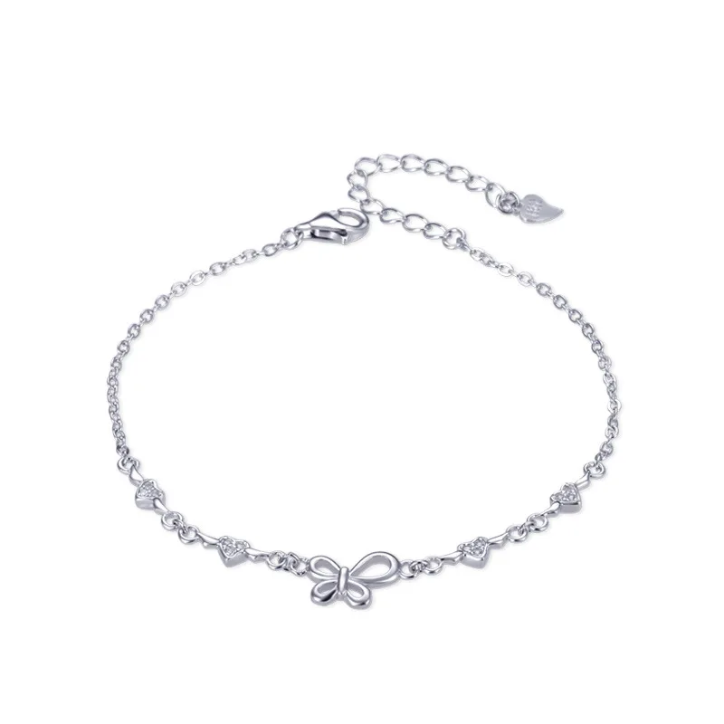 

Aneis Bagues Silver 925 Jewelry Heart Bow Chain Bracelet For Women 925 Sterling Silver Fine Jewelry Festival Gifts For Women