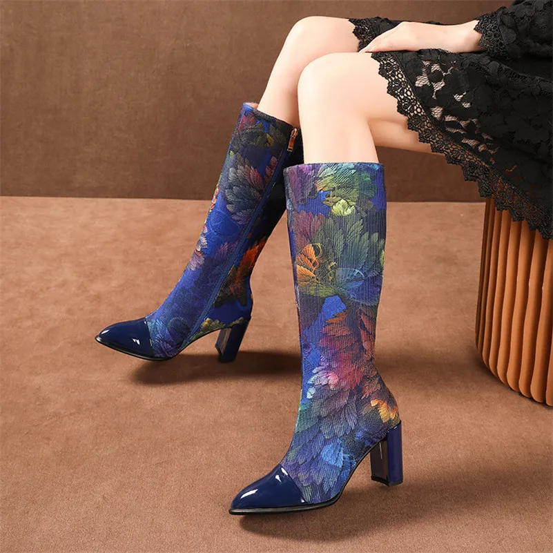 FEDONAS/женские сапоги до середины икры на высоком каблуке для выпускного вечера