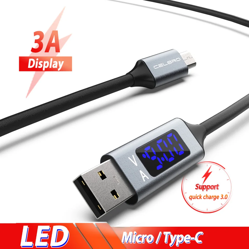 Быстрая зарядка mi cro Usb type C светодиодный кабель Usbc кабель Usb C для samsung A8 A9 A7 M10 Xiaomi mi x 3 A3