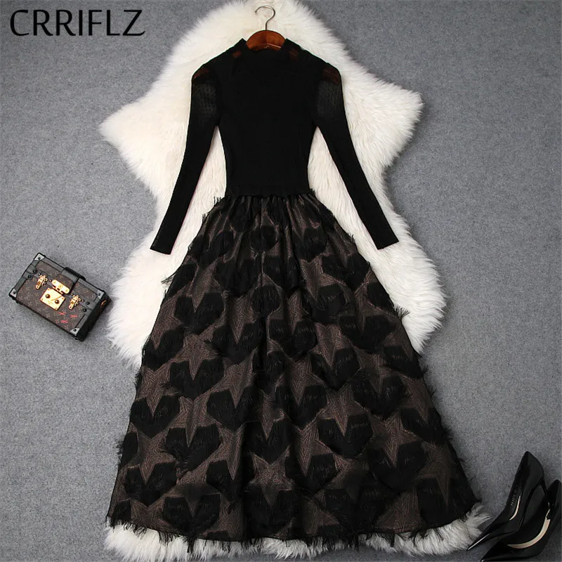 Длинное женское платье новинка сетчатый пуловер весеннее пэтчворк перо кисточка