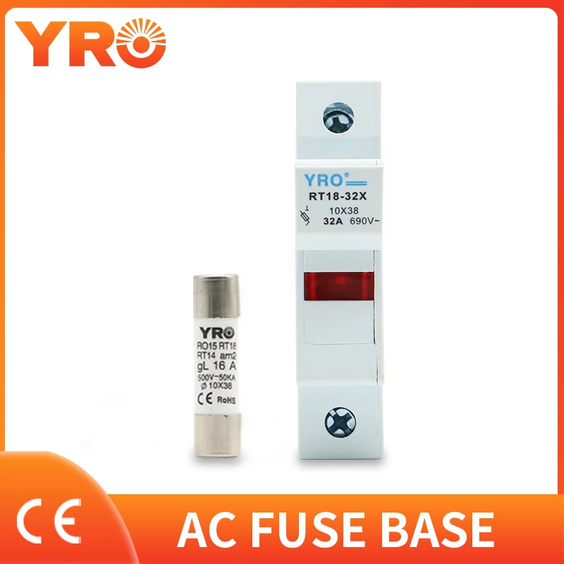 

AC 1Sets 1P LED Fuse Base 690V With 10x38MM Fast Blow Ceramic Fuse Core 0.5A 1A 2A 3A 4A 5A 6A 8A 10A 16A 20A 25A 32A RO15