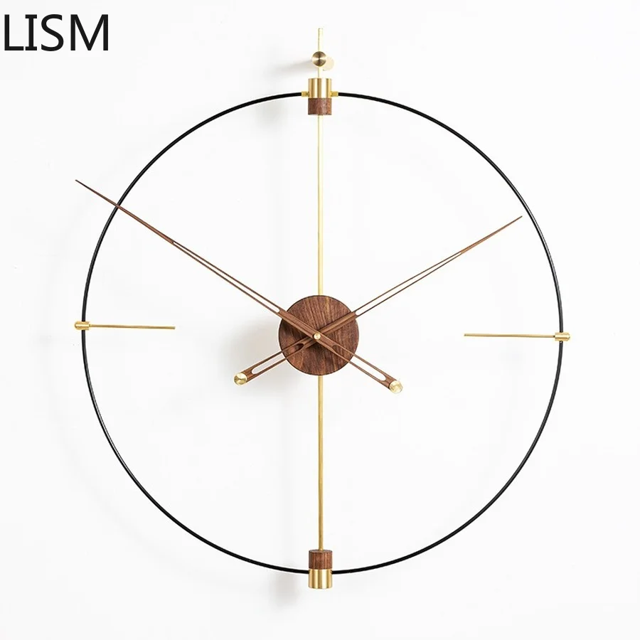 

Creative Minimalist Wall Clock Modern Design Large Wall Clock Metal Wooden Silent Living Room Luxury Gold 3d Home Decore Gifts