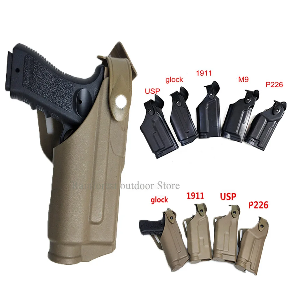 

Tactical Gun Holster Airsoft Glock 17 19 Beretta M9 Colt1911 SigSauer P226 HK USP With Flashlight General Hunting Pistol Case