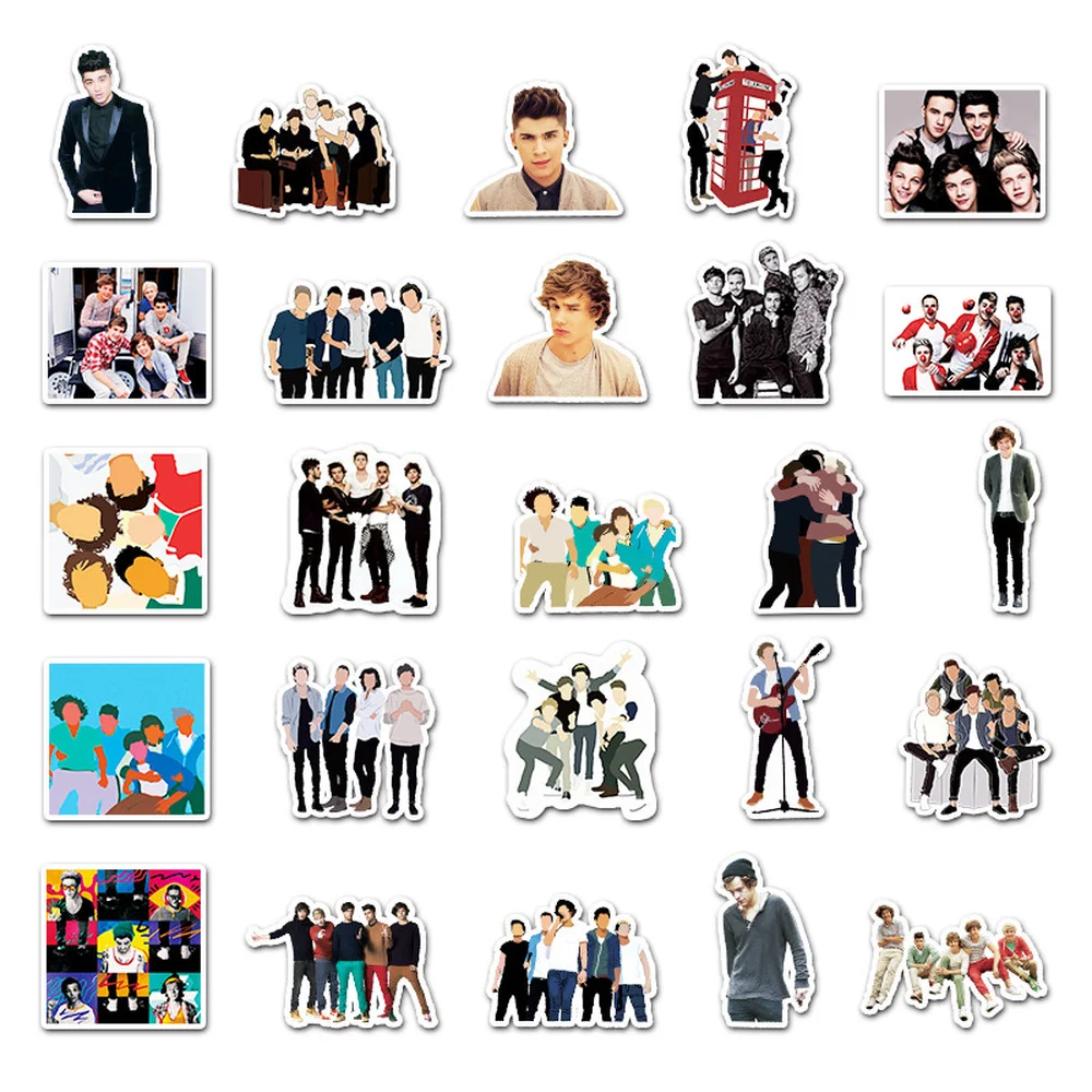

10/50Pcs/Set One Direction Band Graffiti Waterproof Skateboard Travel Suitcase Phone Laptop Luggage Stickers Cute Kids Girl