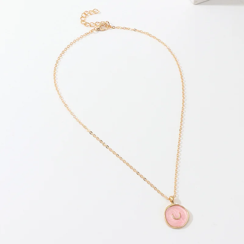 Простой Harajuku Милая Луна Звезда Сердце Эмаль ожерелье корейское модное круглое сердце молния нежное ожерелье для женщин