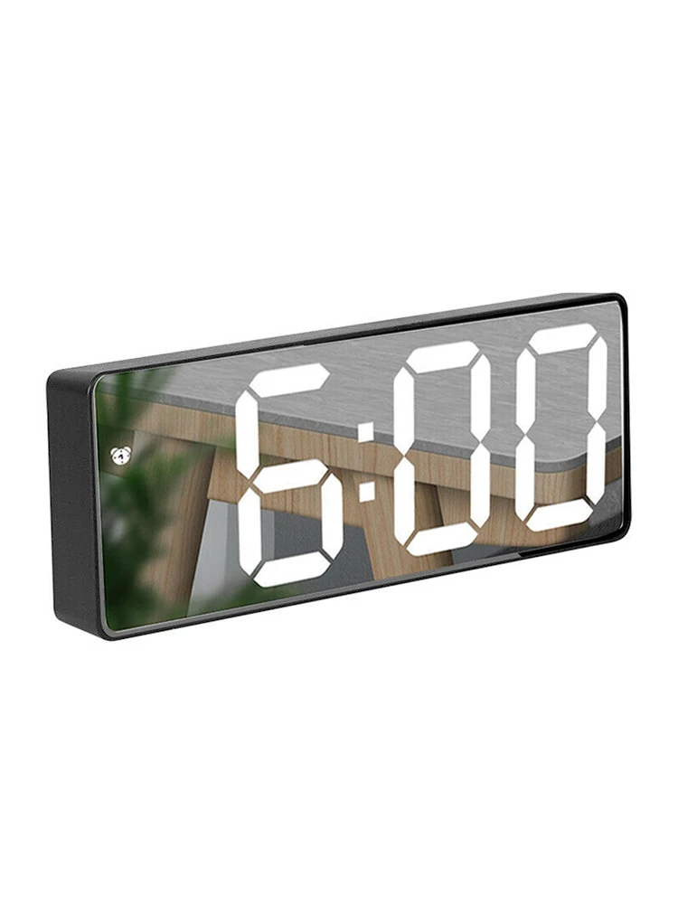 

Digital LED Mirror Alarm Clock Digital Snooze Table Clock Wake Up Light Electronic Time Temperature Display Decoration Clock
