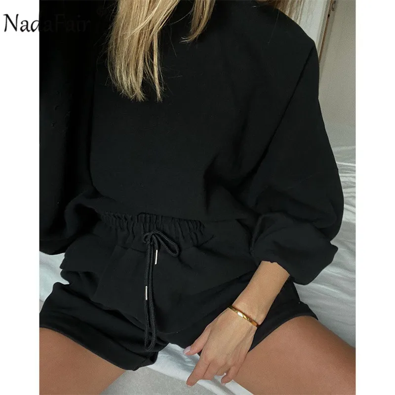 Женская толстовка с круглым вырезом Nadafair свободная повседневная однотонная