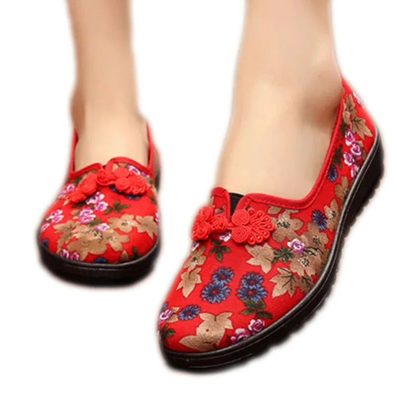 THEAGRANT Vintage Print Women Flats Shoes Embroidered Chinese Traditional Slip-on Loafers Canvas Casual Shoes Woman WFS3109 images - 6