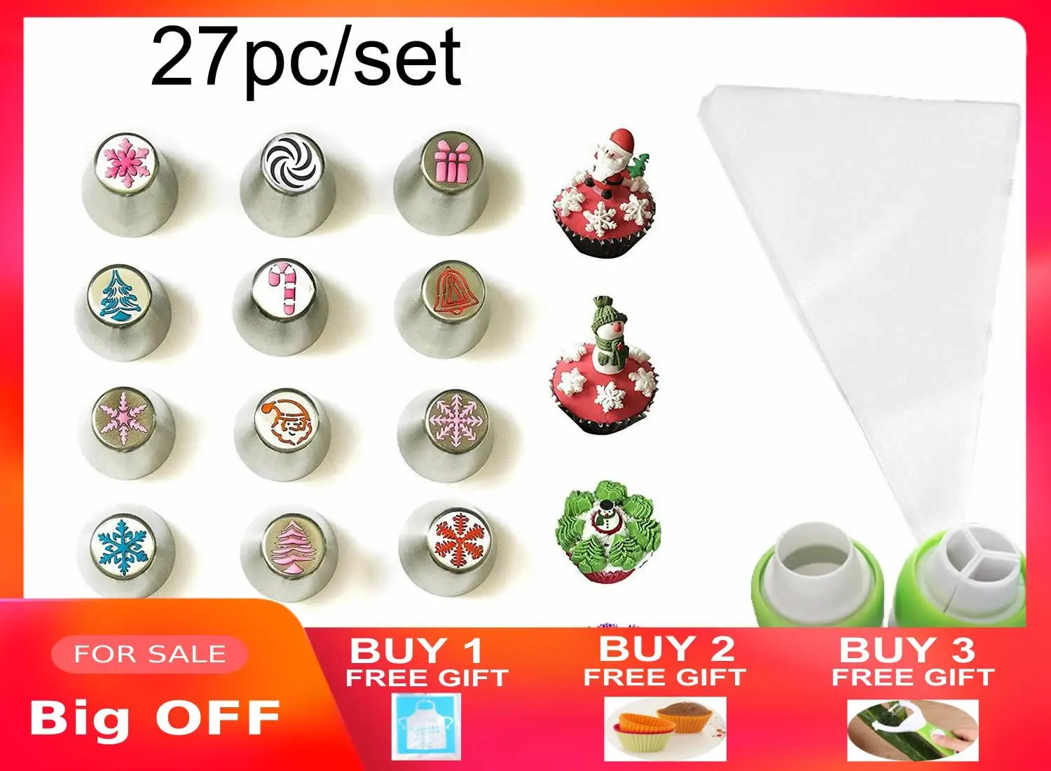 27 шт./компл. Кондитерские насадки для рождественских кремов тюльпанов Листьев