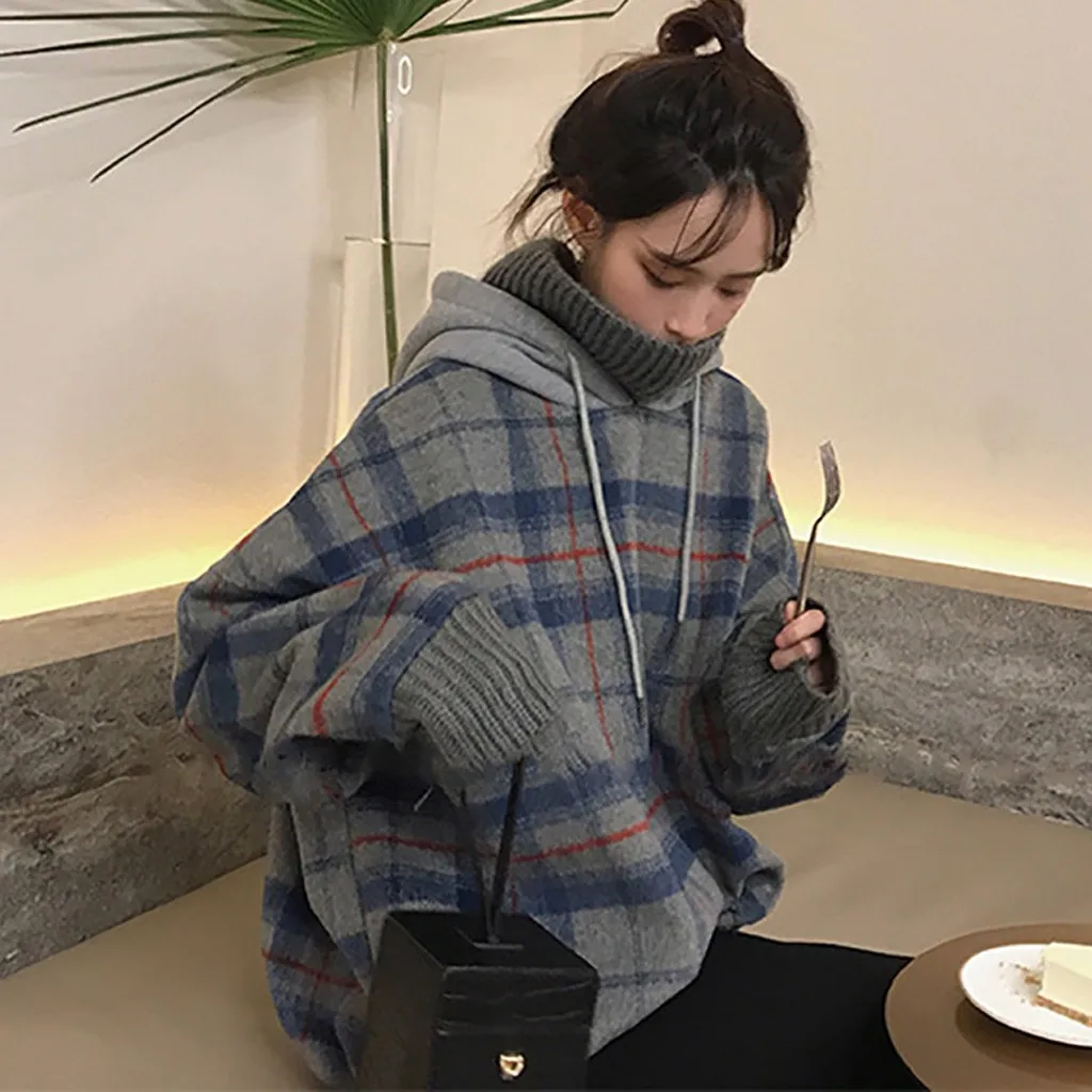 Женская Толстовка Оверсайз с капюшоном зимняя шапка свитшот пуловер длинным