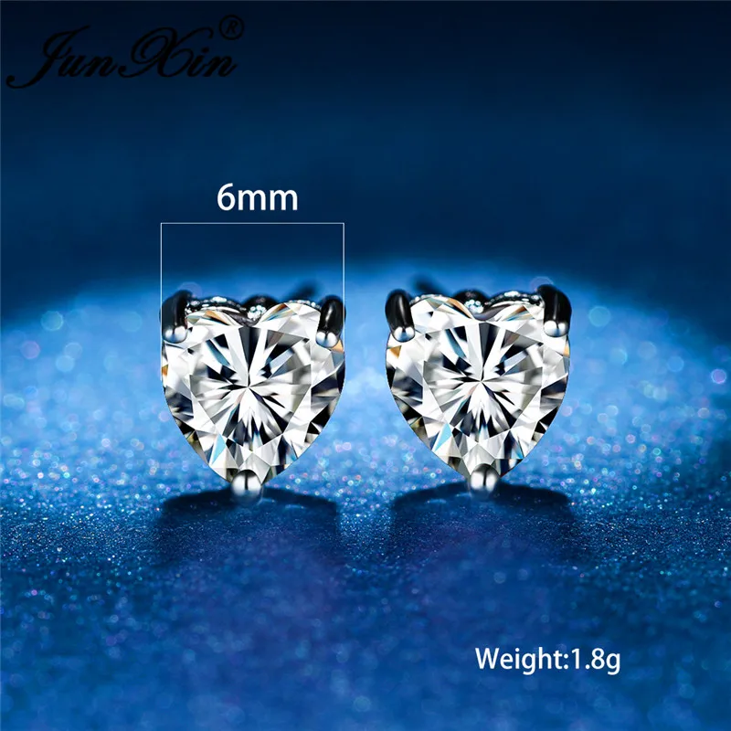 Женские серьги-гвоздики в форме сердца с фианитами | Украшения и аксессуары