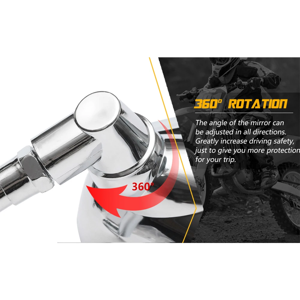 2X мотоциклетные хромированные боковые зеркала заднего вида 10 мм адаптер