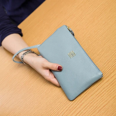 S602 blue Модные женские кошельки из натуральной кожи, женские кошельки для отдыха из воловьей кожи на молнии, Короткие Кошельки для телефона, Женские Оригинальные кожаные кошельки - Цвет: S602 blue
