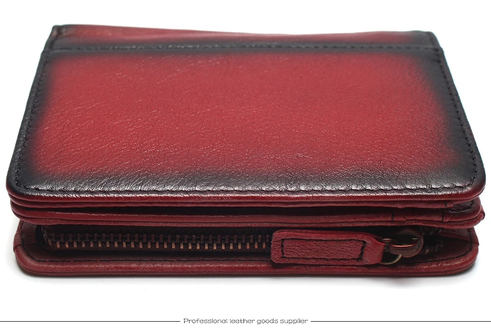 Natural Leather RFID Blocking Men's Top Layer Leather Brushed Wallet Handmade Retro Wallet Pure Leather Leather Coin Purse
