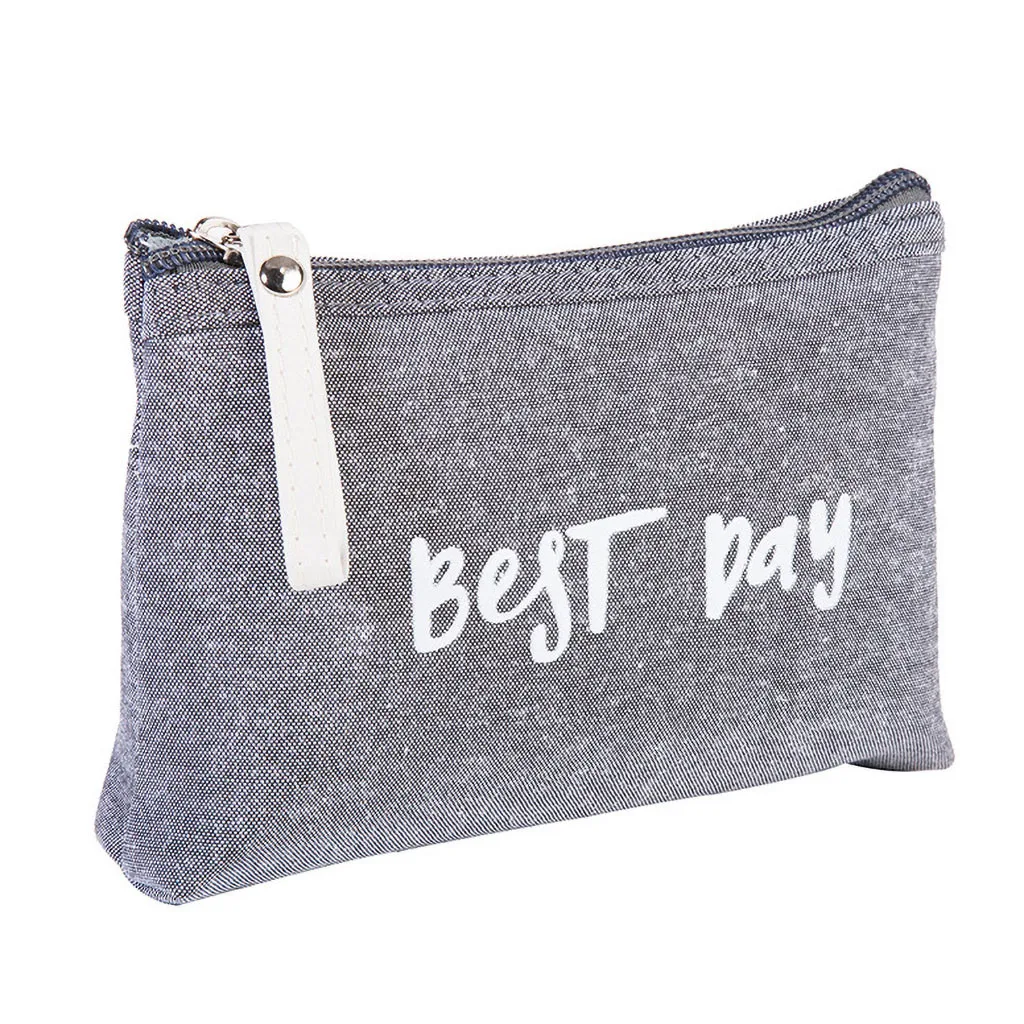 Большая вместительная косметичка из хлопка и льна многофункциональная для