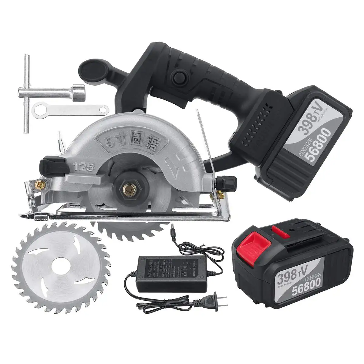 

1200W 398VT 125mm Electric Mini Circular Saw Multifunctional Cordless Electric Saw Wood Metal Tile Cutter Power Tool+Battery